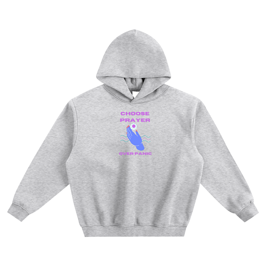 Choose Prayer Over Panic Fleeced Boxy Hoodie