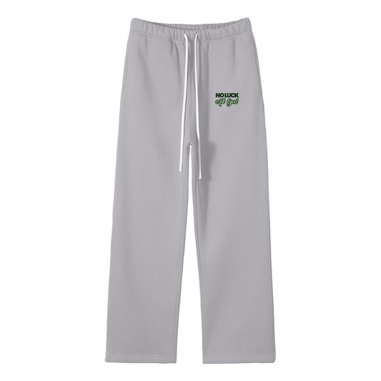 No Luck All God Streetwear Fleece Straight Leg Pants