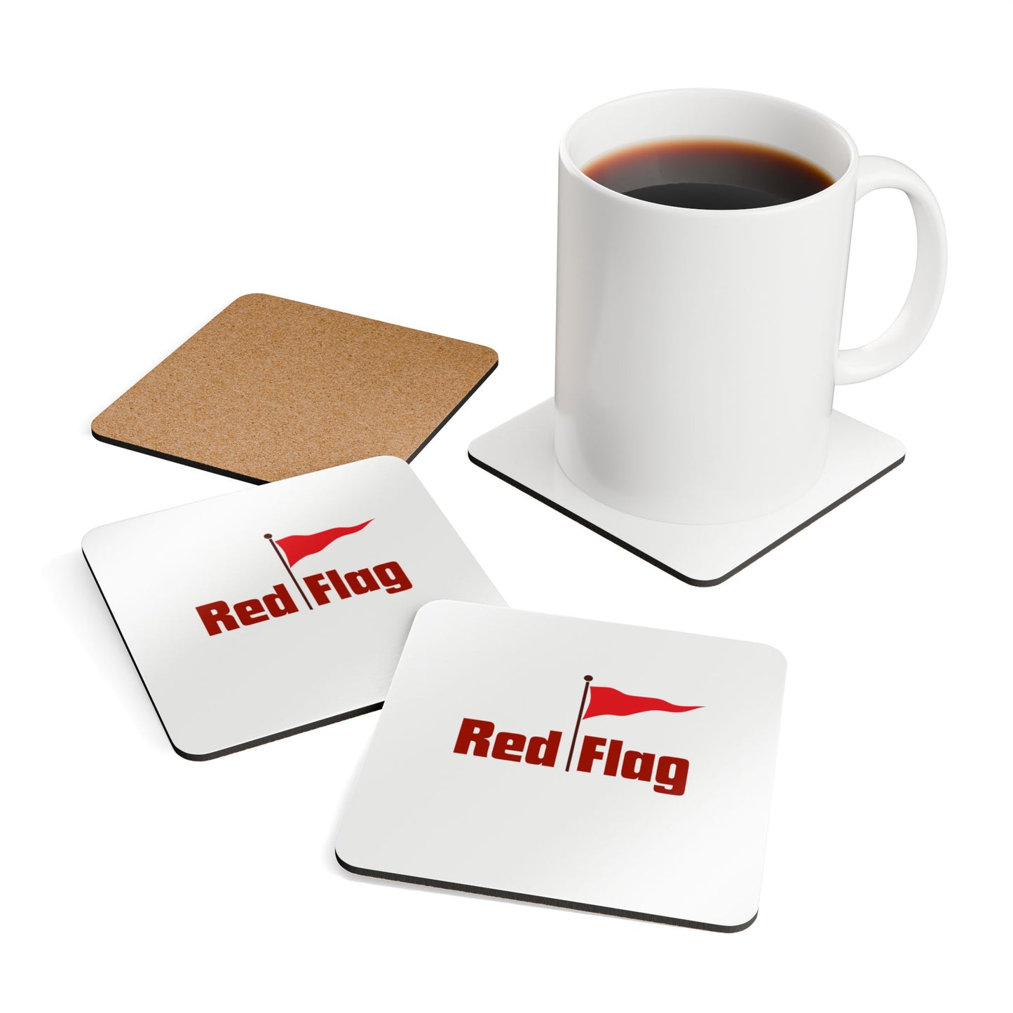 Red Flag (1) Corkwood Coaster Set