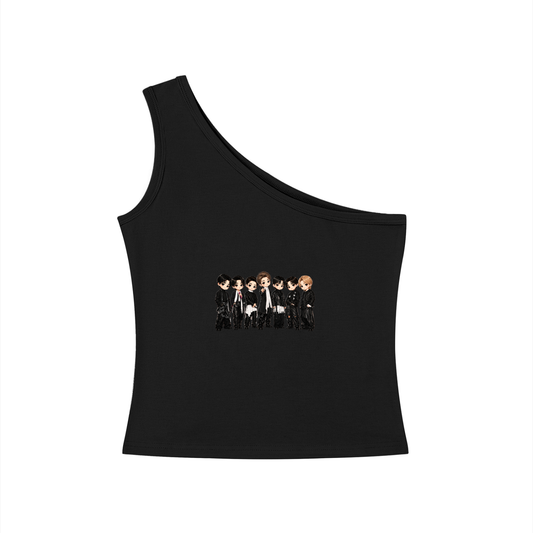 BTS Stage Outfit One-Shoulder Crop T Shirt