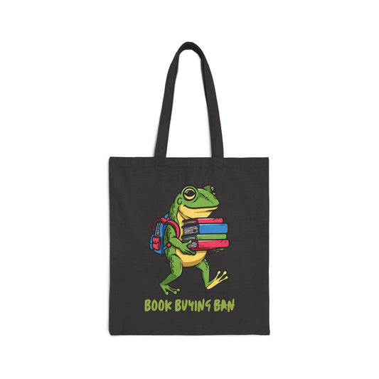 Book Buying Ban (Frog) Cotton Canvas Tote Bag