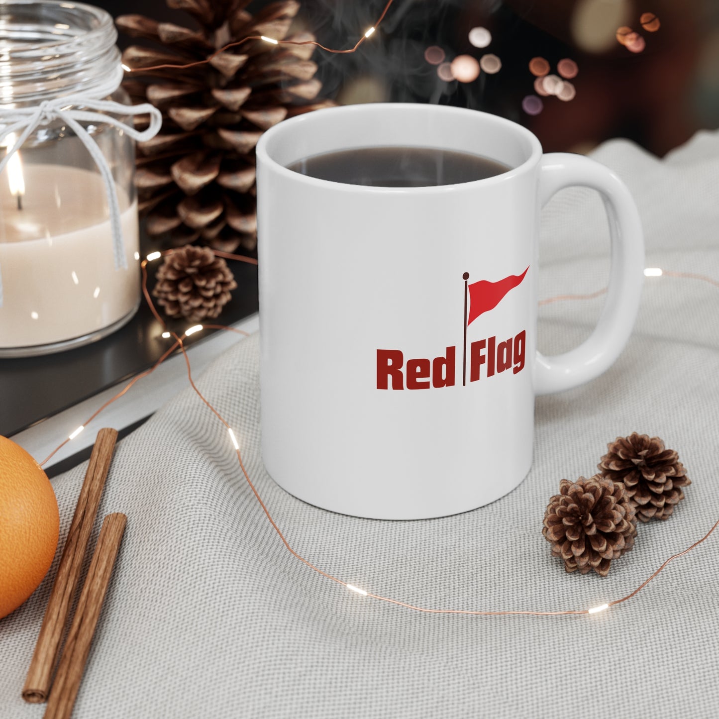 Red Flag (1) 11oz White Mug