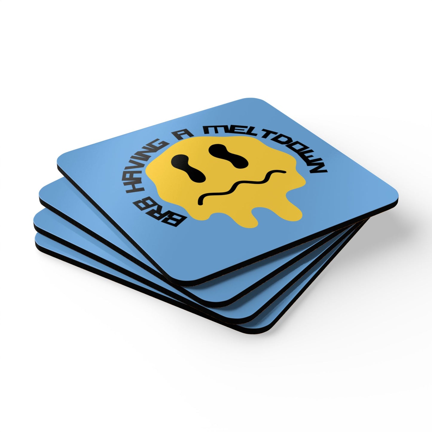 BRB Having A Meltdown (Blue) Corkwood Coaster Set