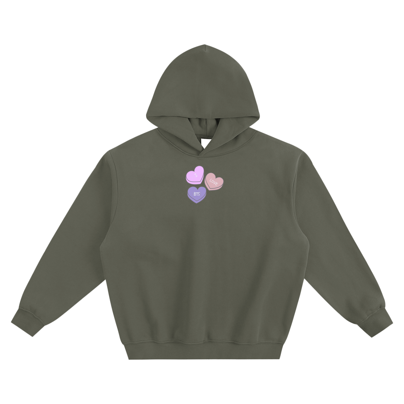 I Love BTS Fleeced Boxy Hoodie