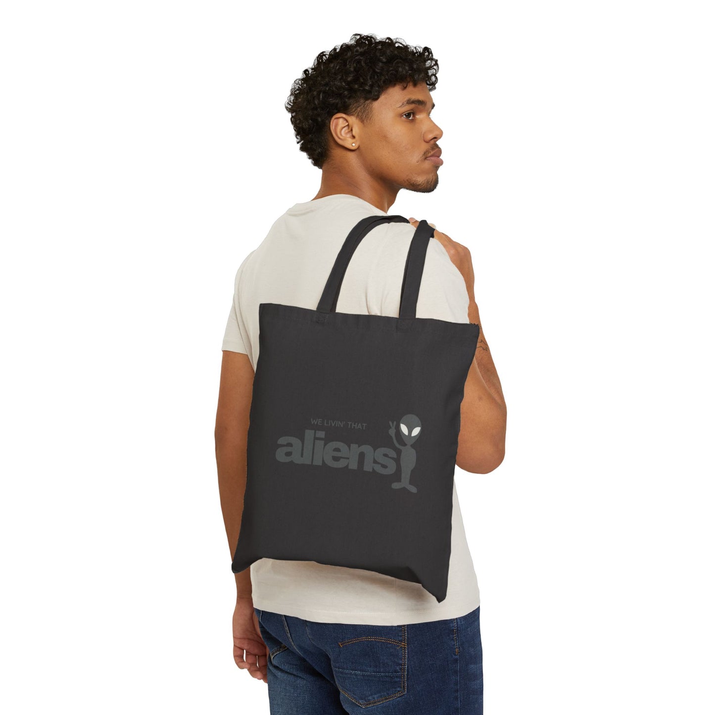 We Livin' That Aliens Cotton Canvas Tote Bag