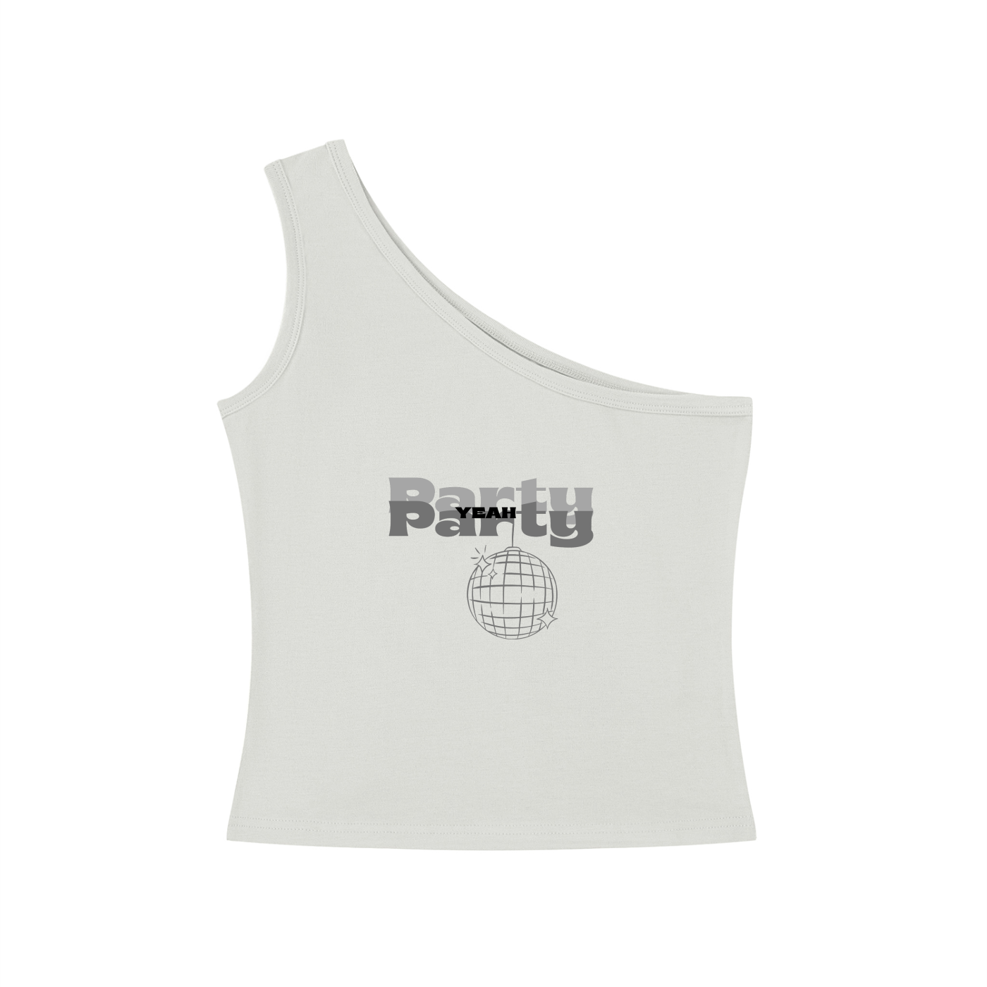 Party Party Yeah One-Shoulder Crop T-Shirt