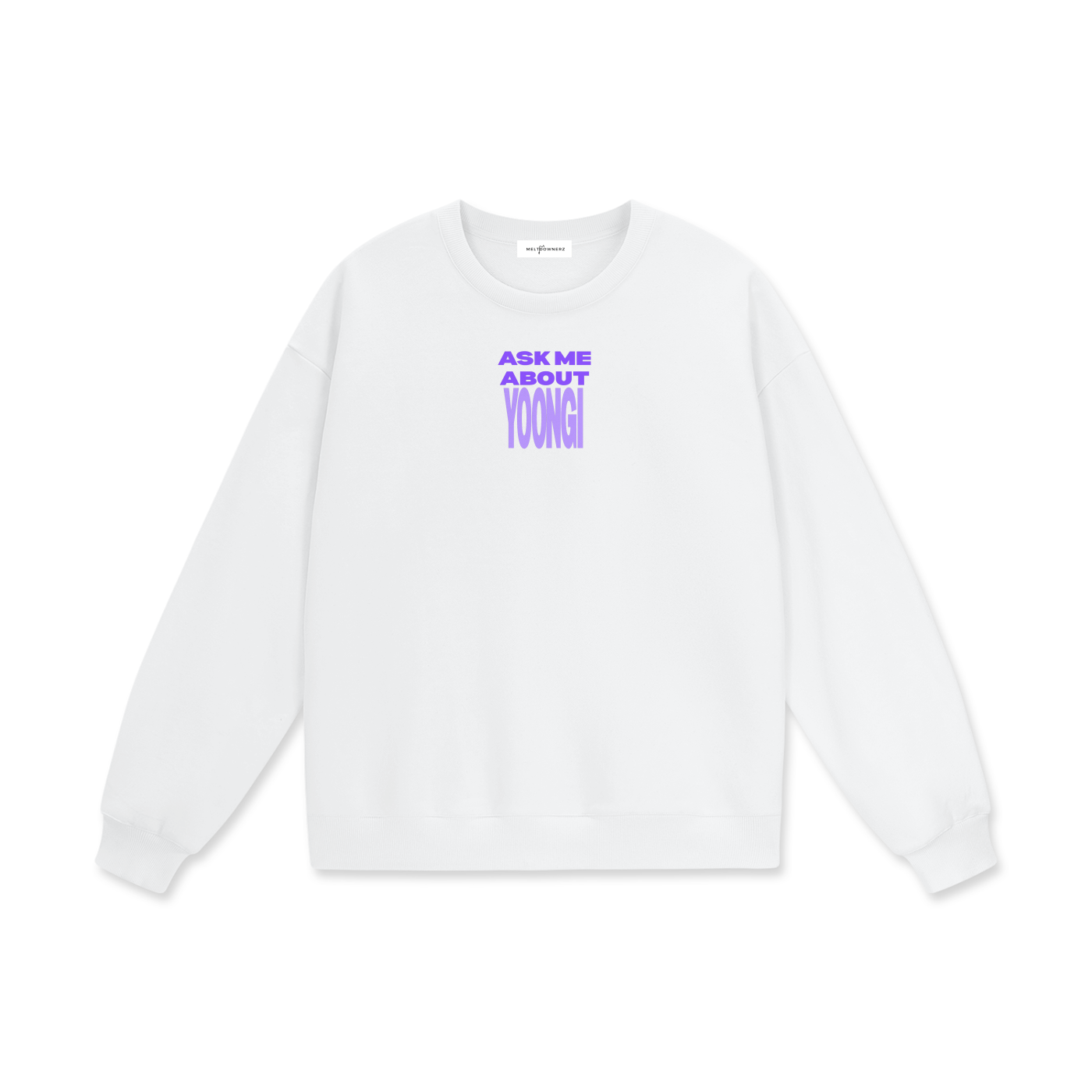 Ask Me About Yoongi Drop Shoulder Oversized Fleece Sweatshirt