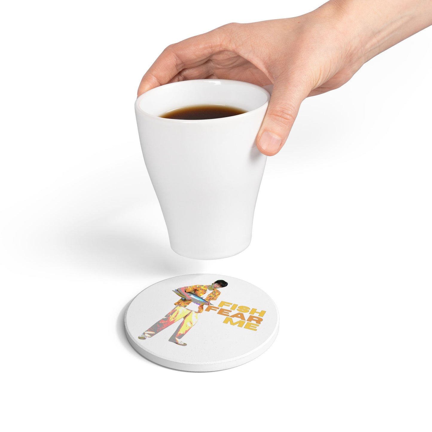 Fish Fear Me (Jin) Ceramic Coaster