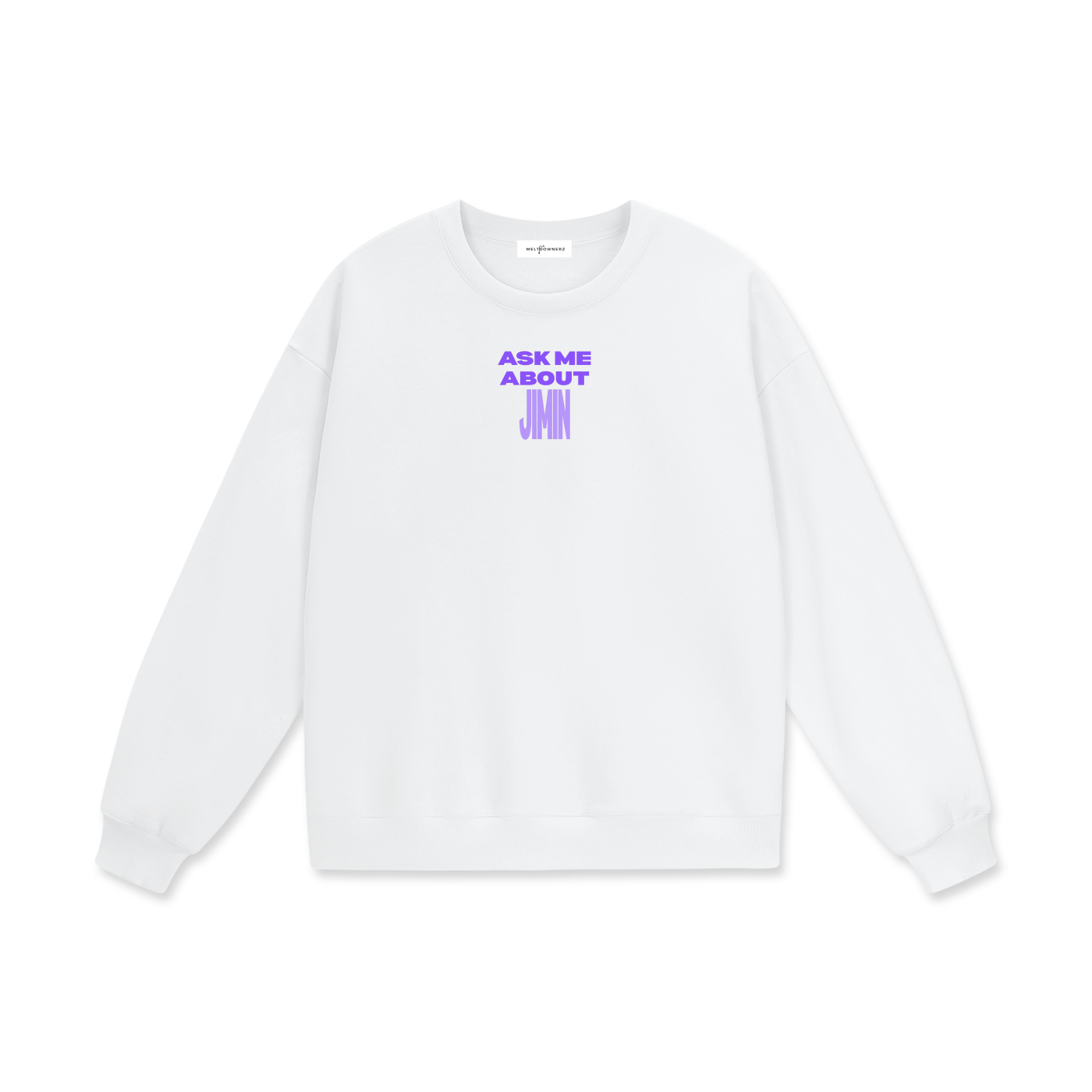 Ask Me About Jimin Drop Shoulder Oversized Fleece Sweatshirt