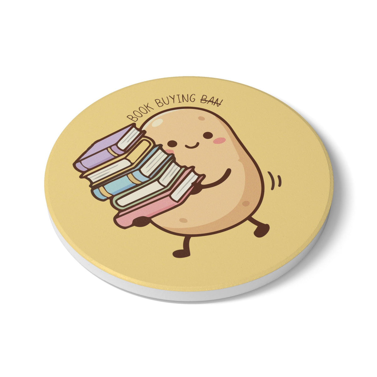 Book Buying Ban (Potato) Ceramic Coaster