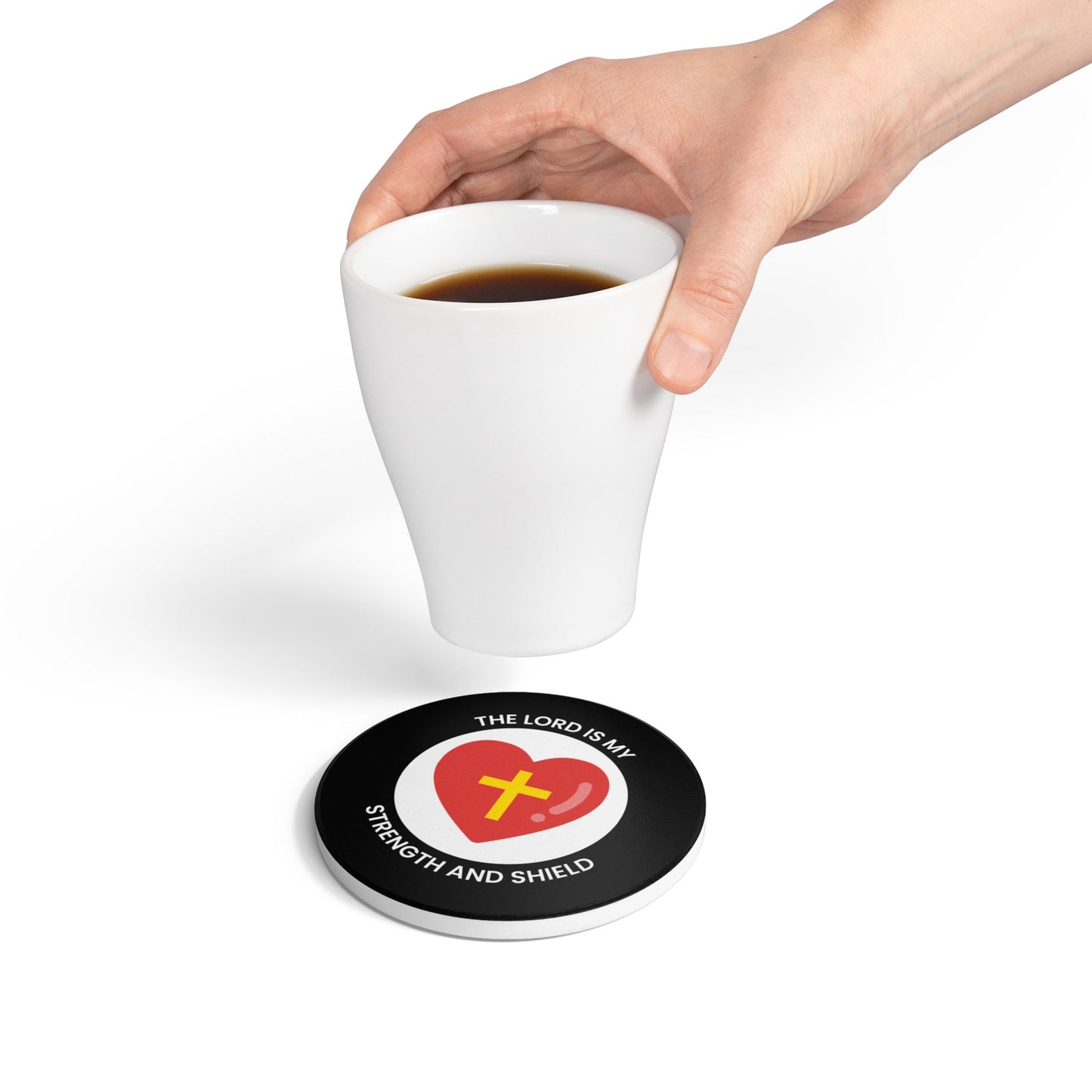 The Lord Is My Strength & Shield Ceramic Coaster