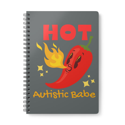 Hot Autistic Babe (1) Wirobound Softcover Notebook, A5