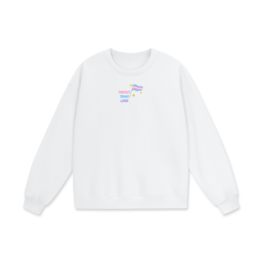 Protect Trans Lives Heavyweight Drop Shoulder Oversized Fleece Sweatshirt