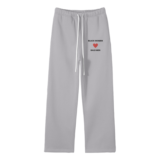 Black Women Love Bald Men Streetwear Fleece Straight Leg Pants