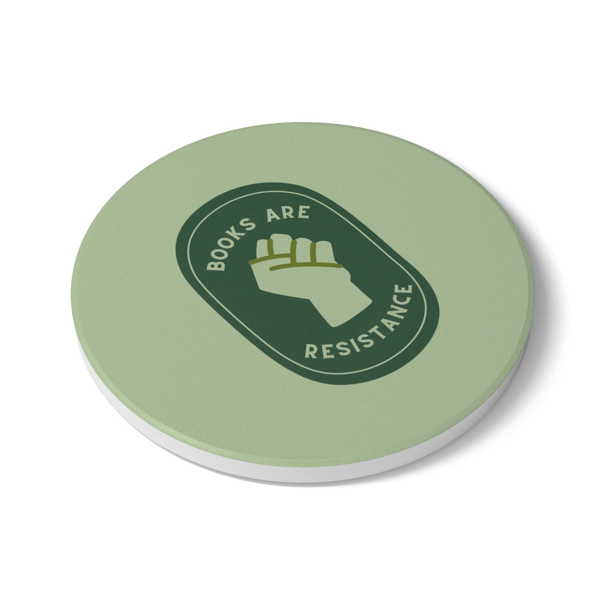 Books Are Resistance (Patch) Ceramic Coaster
