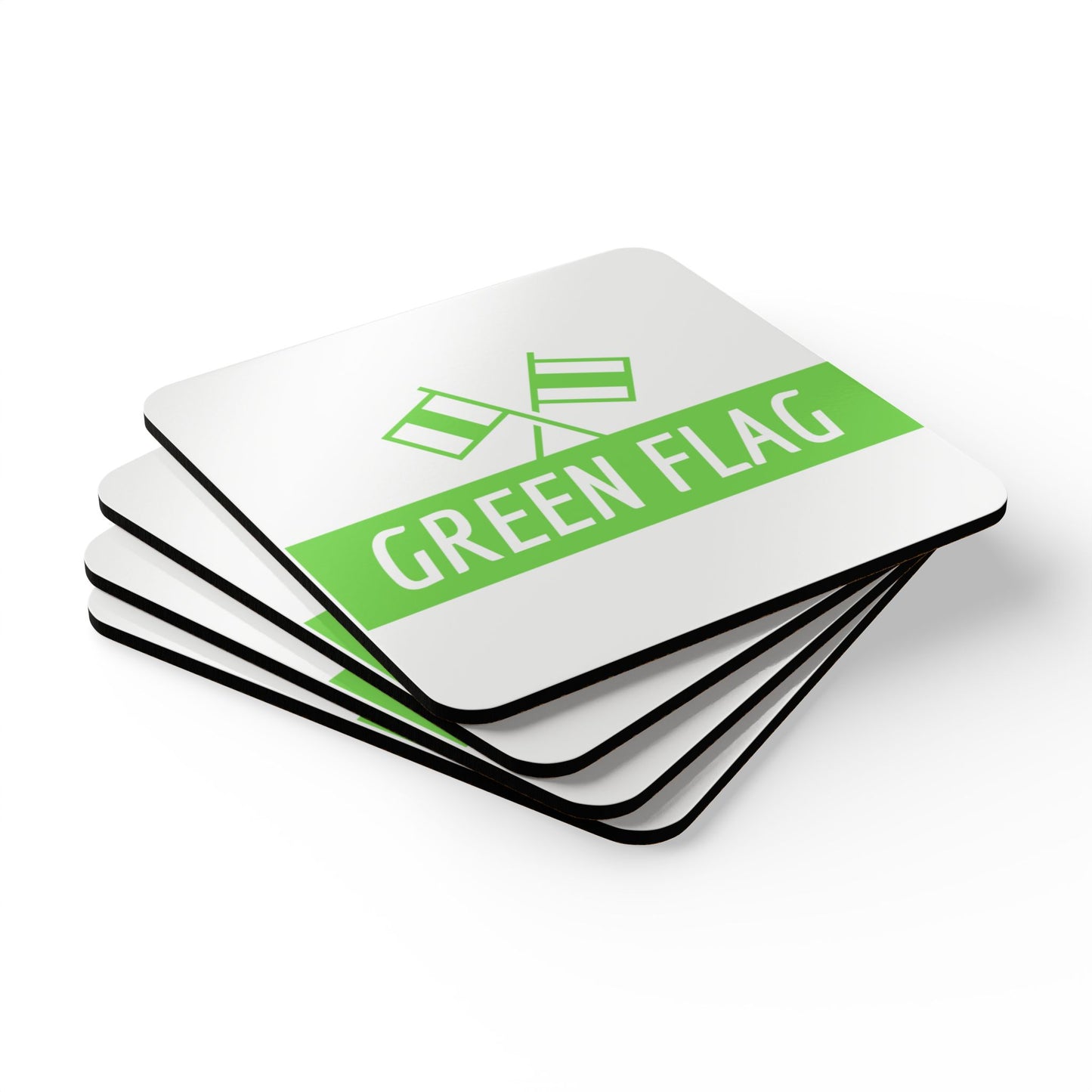 Green Flag Corkwood Coaster Set