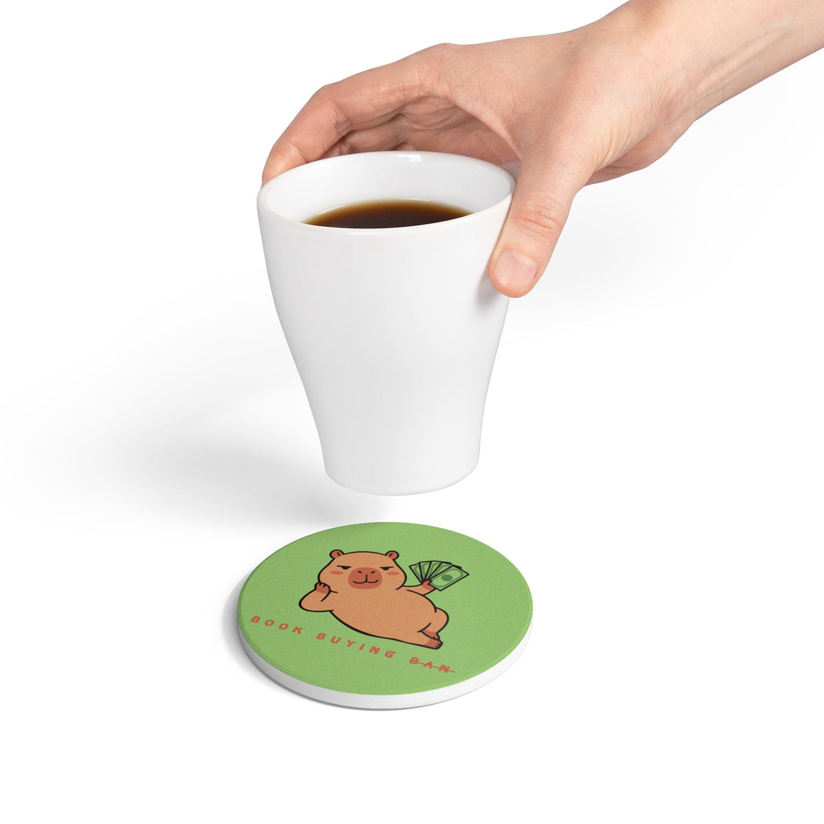 Book Buying Ban Ceramic Coaster