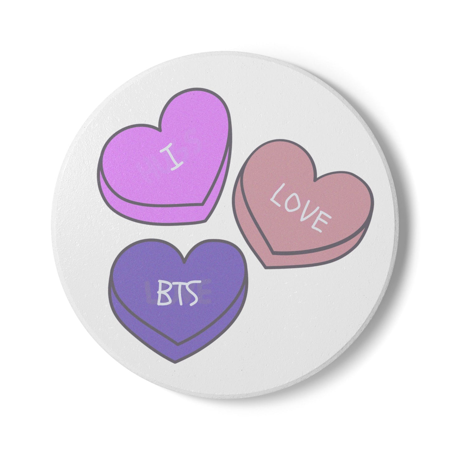 I Love BTS Ceramic Coaster