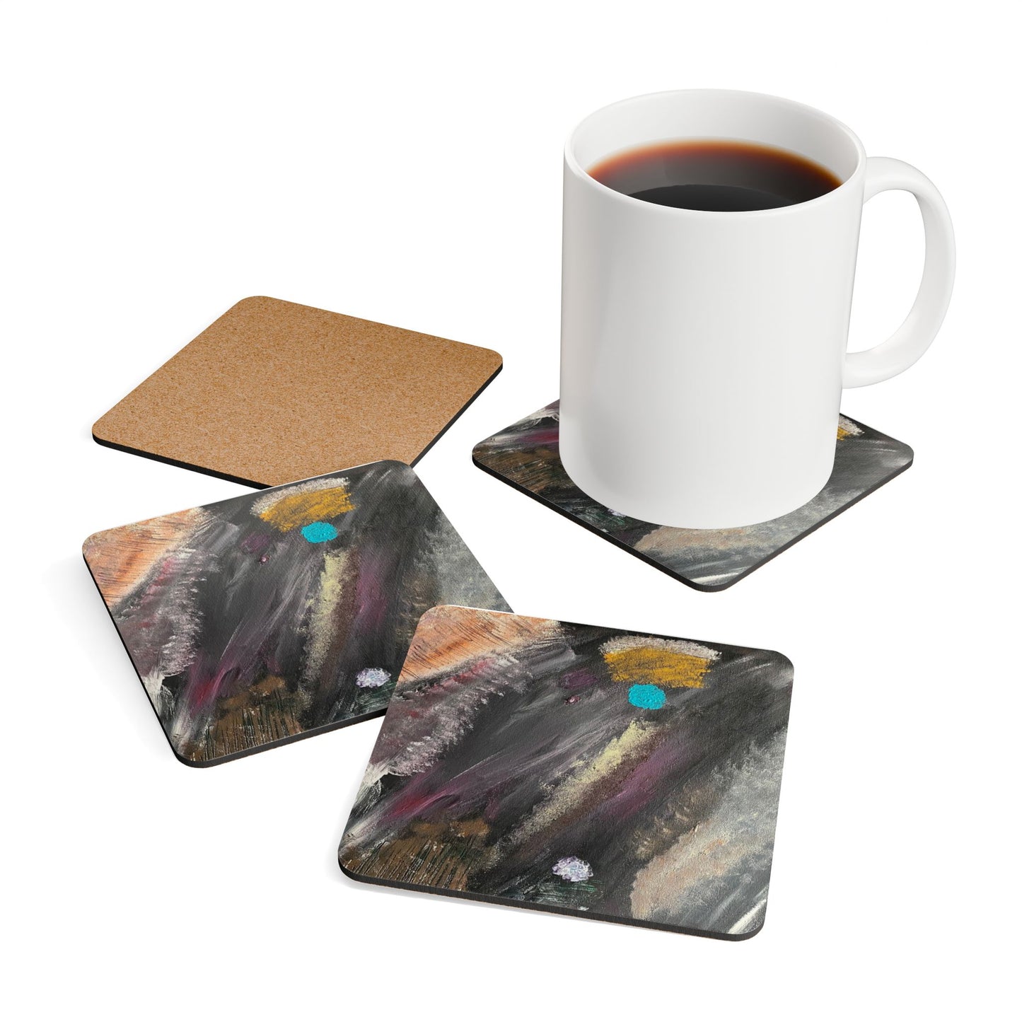 Big Blue Small World Corkwood Coaster Set