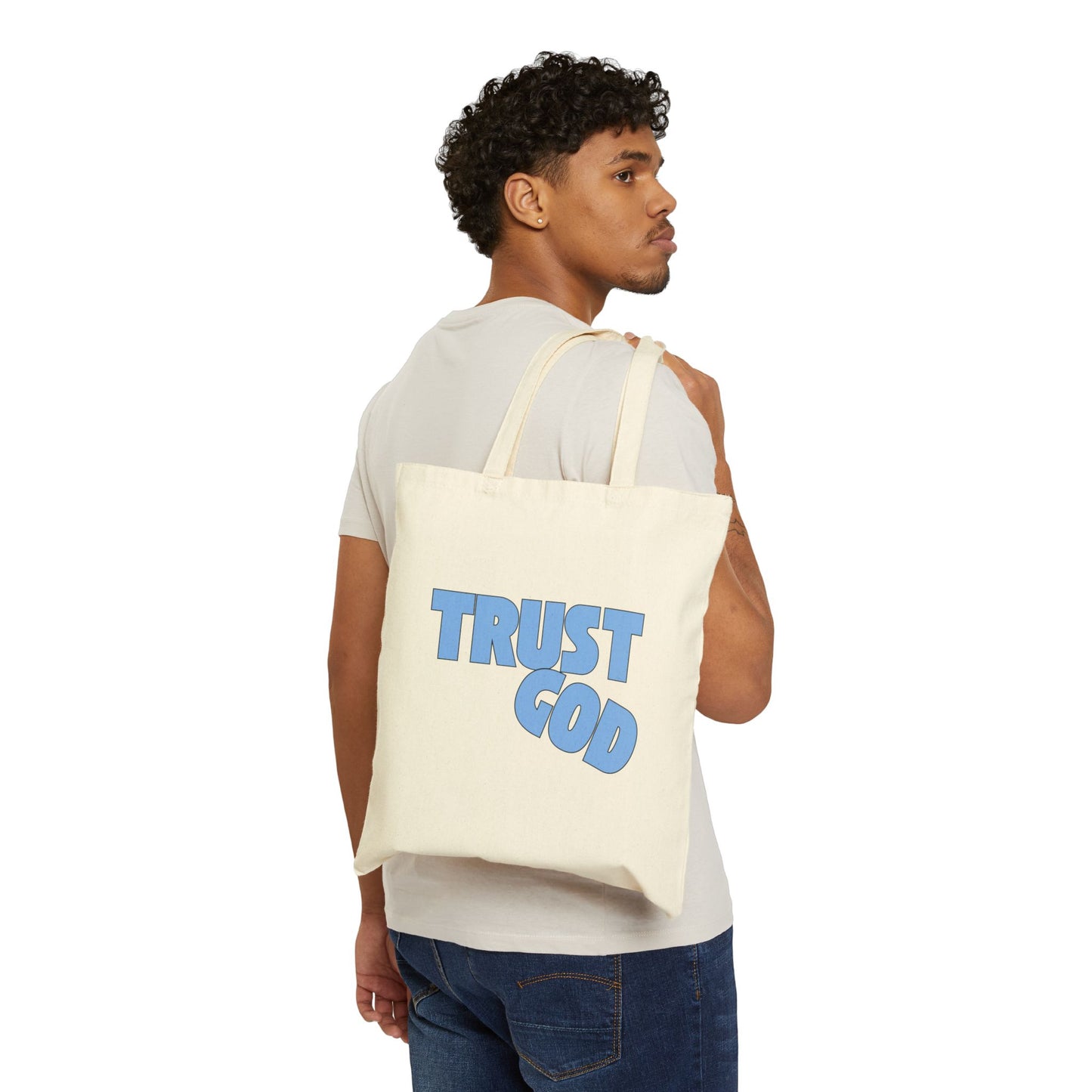 Trust God Cotton Canvas Tote Bag