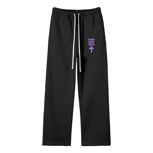 Faith Over Fear Streetwear Fleece Straight Leg Pants