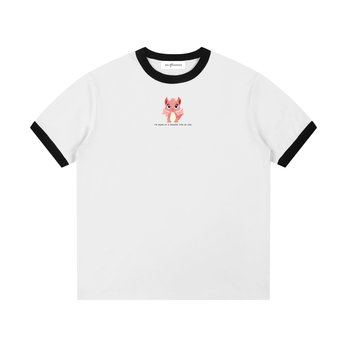 I'm More Of A Dragon Type Of Girl Contrast Edge Ribbed Crewneck T-Shirt
