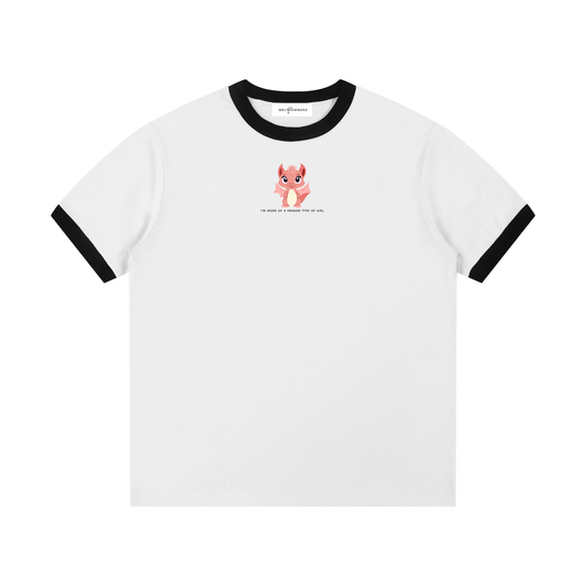 I'm More Of A Dragon Type Of Girl Contrast Edge Ribbed Crewneck T-Shirt