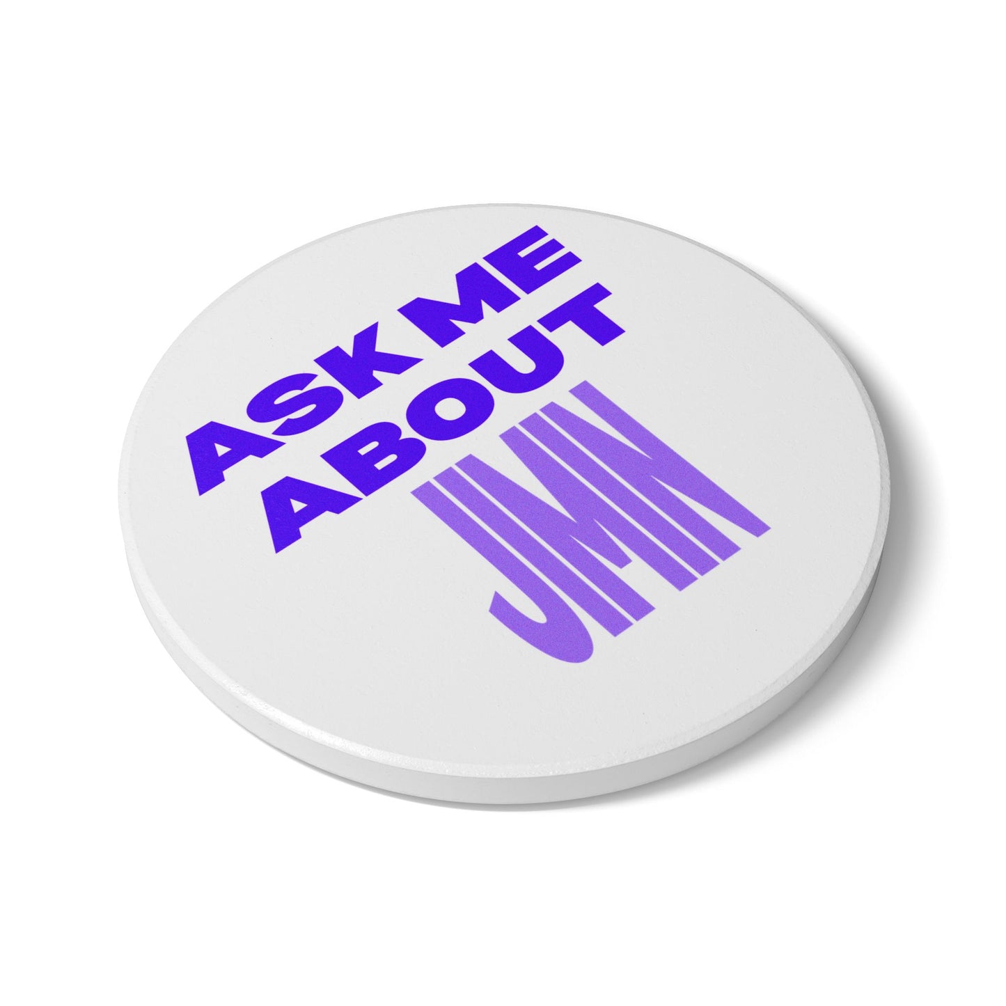 Ask Me About Jimin Ceramic Coaster