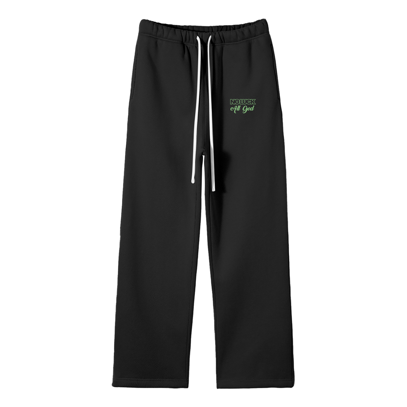 No Luck All God Streetwear Fleece Straight Leg Pants