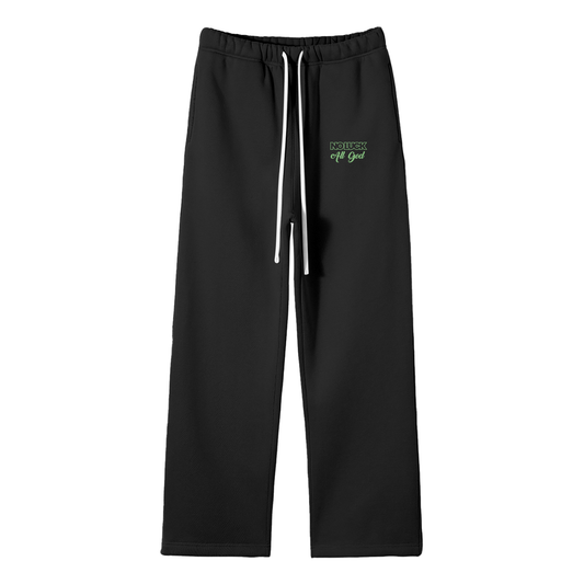 No Luck All God Streetwear Fleece Straight Leg Pants