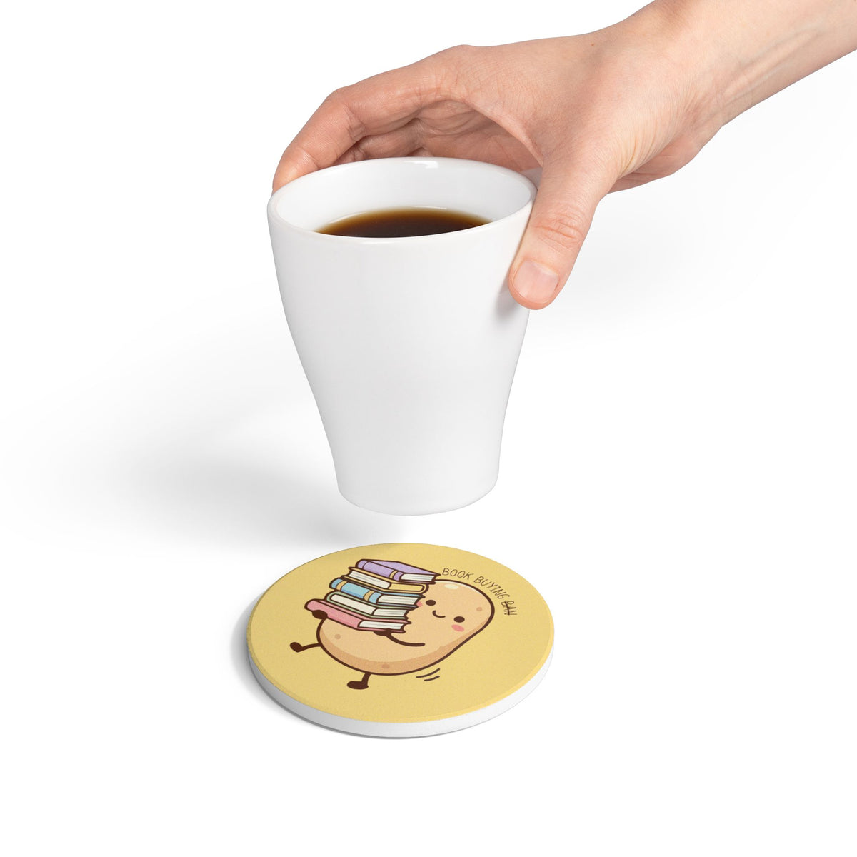 Book Buying Ban (Potato) Ceramic Coaster