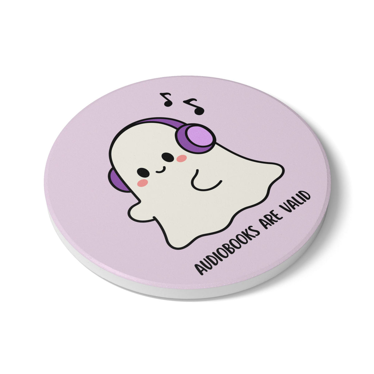 Audiobooks Are Valid (Ghost) Ceramic Coaster