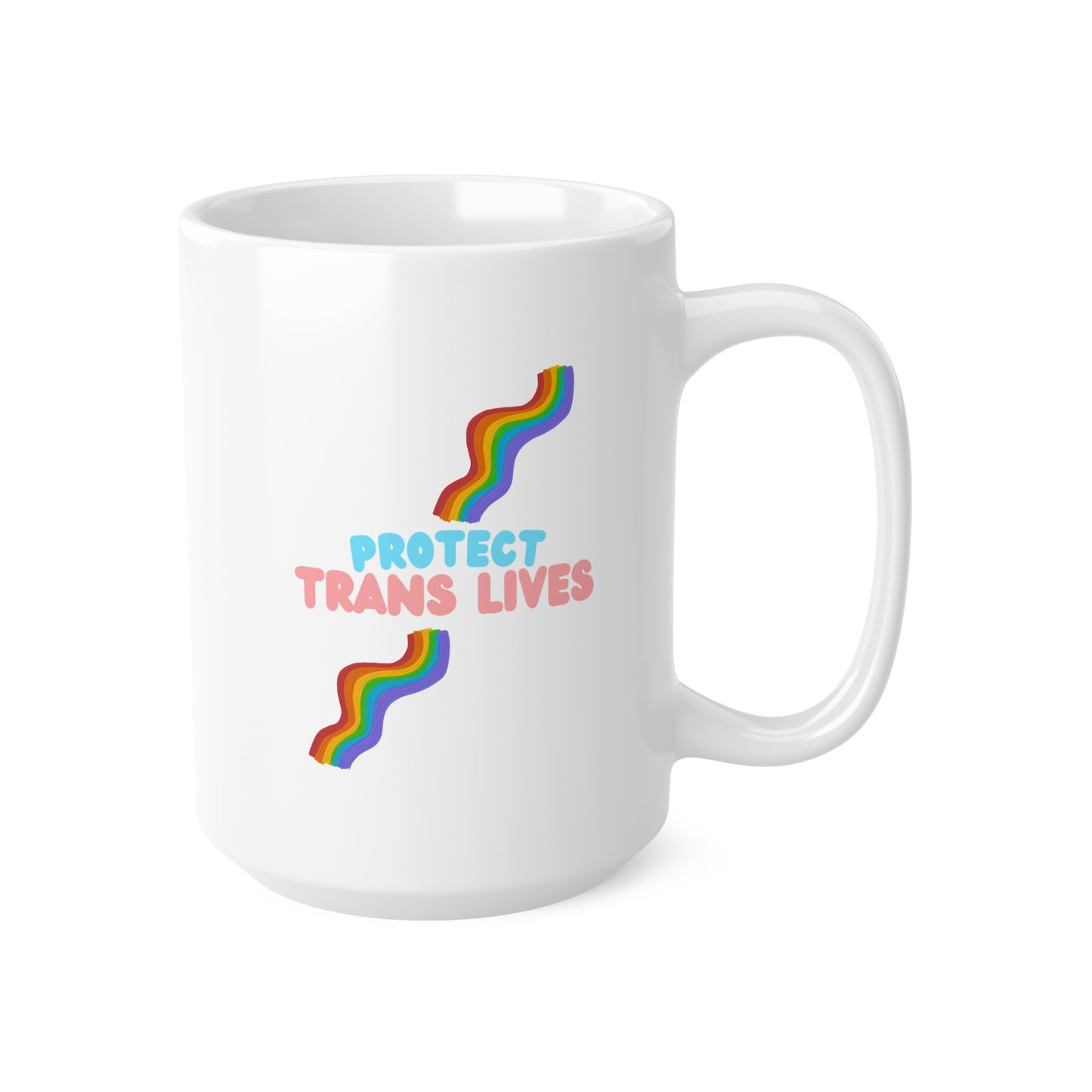 Protect Trans Lives Ceramic Coffee Cup, 15oz