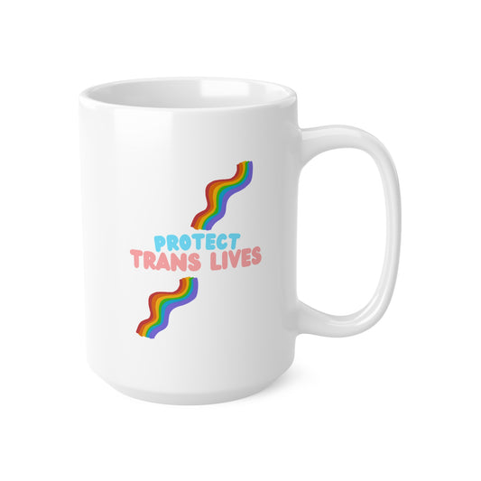 Protect Trans Lives Ceramic Coffee Cup, 15oz