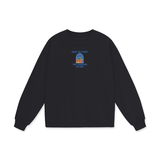 Seek Ye First Heavyweight Drop Shoulder Oversized Fleece Sweatshirt