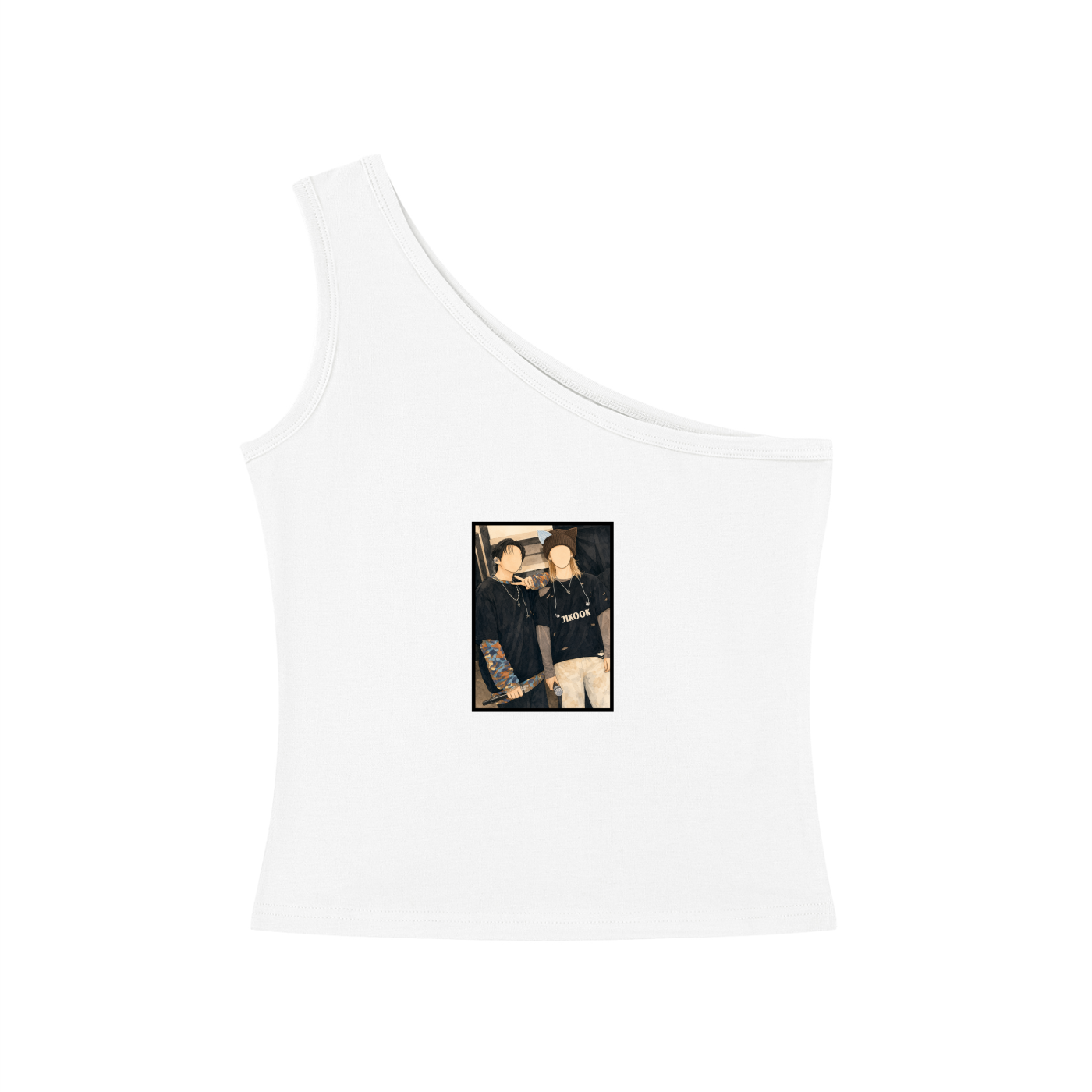 Jikook (Jimin & Jungkook) One-Shoulder Crop T Shirt