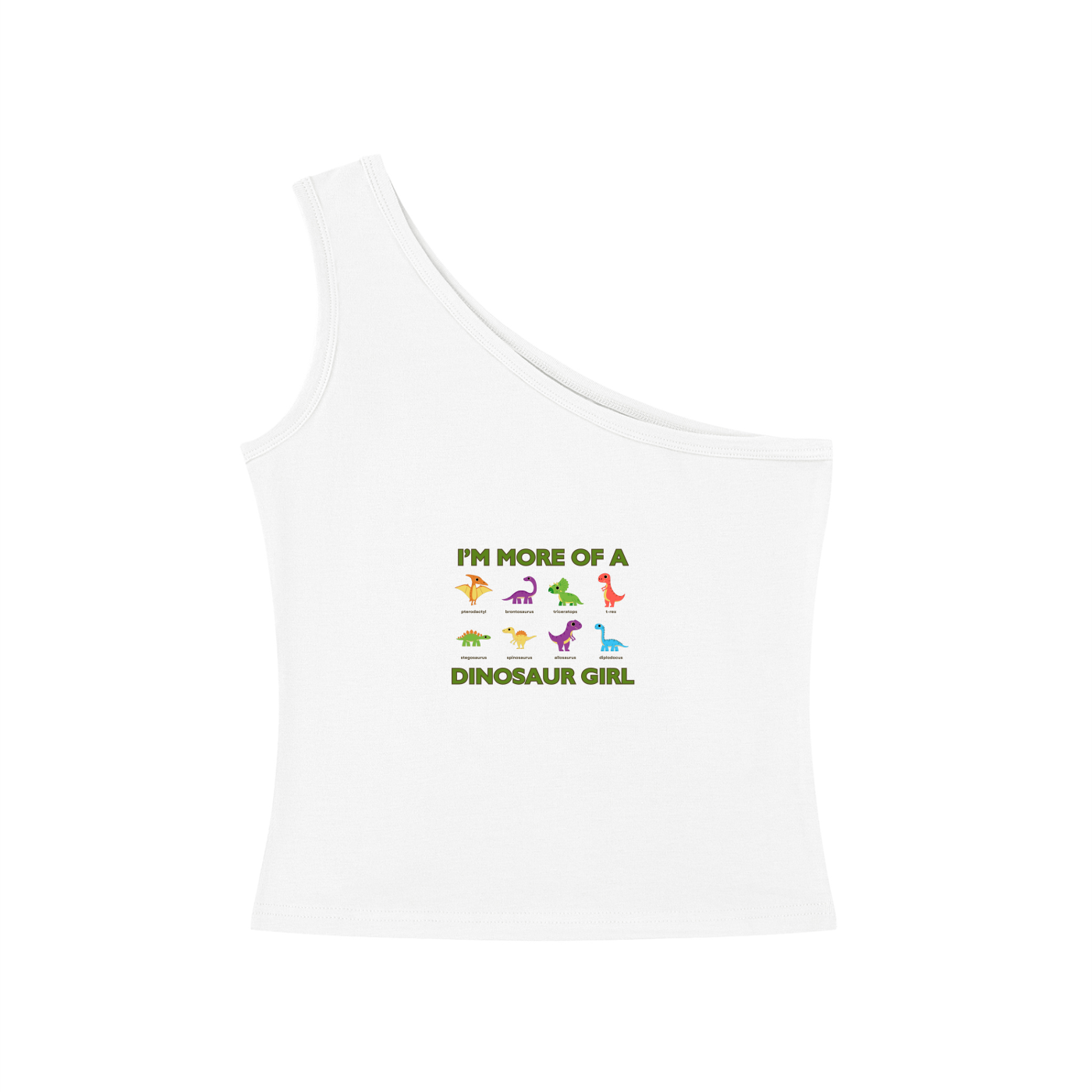 I'm More Of A Dinosaur Girl One-Shoulder Crop T Shirt
