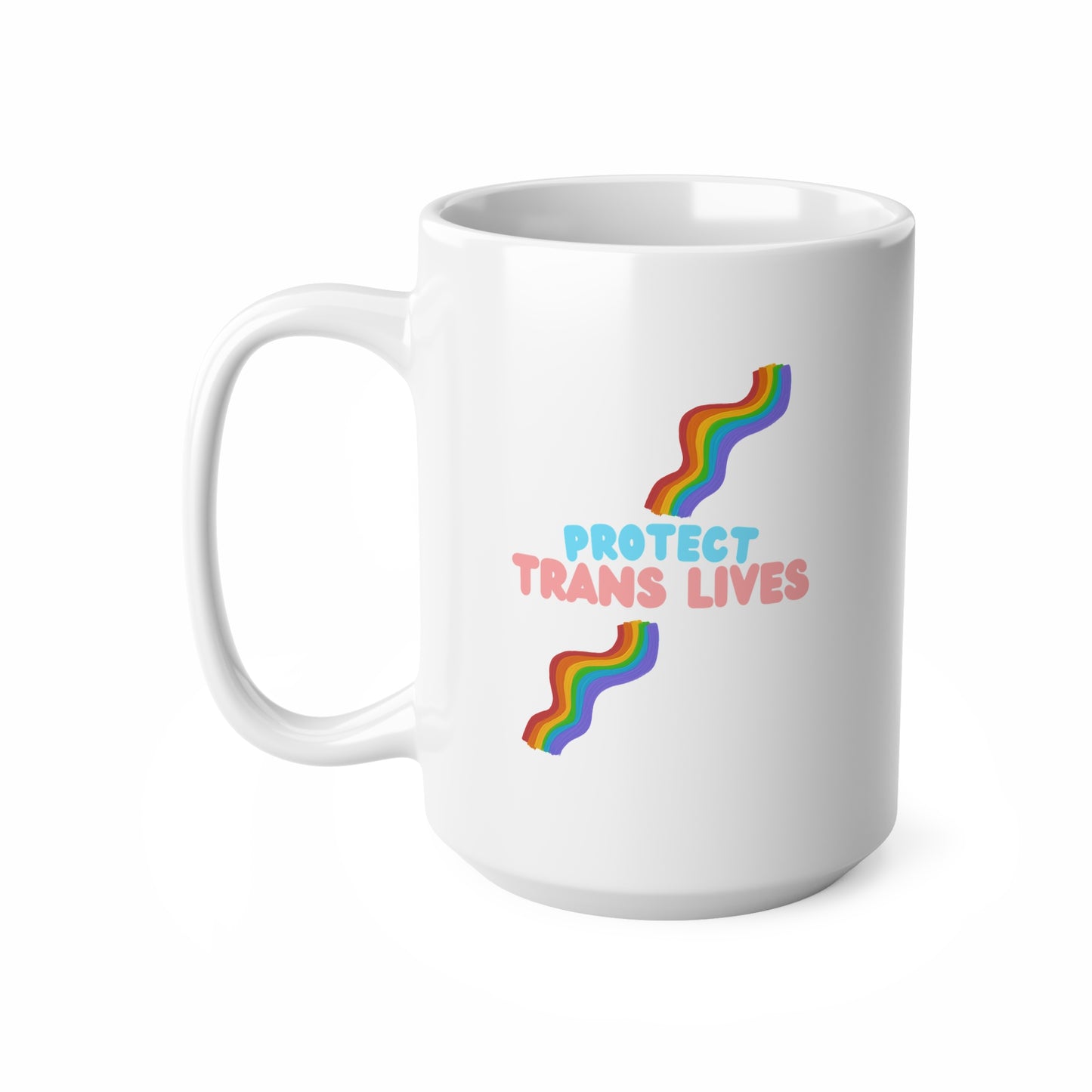 Protect Trans Lives Ceramic Coffee Cup, 15oz