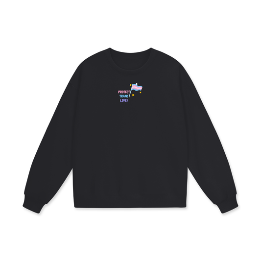 Protect Trans Lives Heavyweight Drop Shoulder Oversized Fleece Sweatshirt