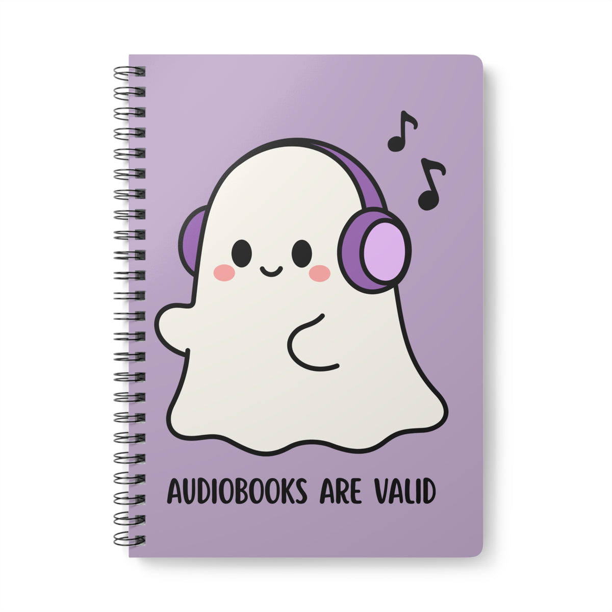 Audiobooks Are Valid (Ghost) Wirobound Softcover Notebook, A5