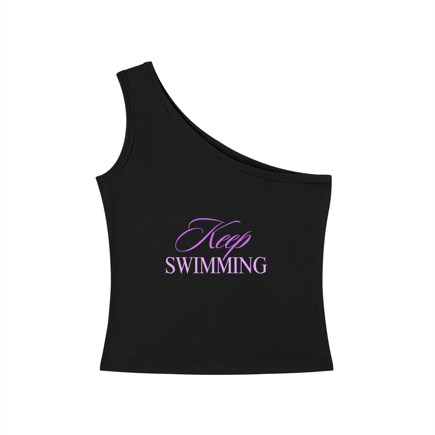 Keep Swimming BTS Purple One-Shoulder Crop T Shirt