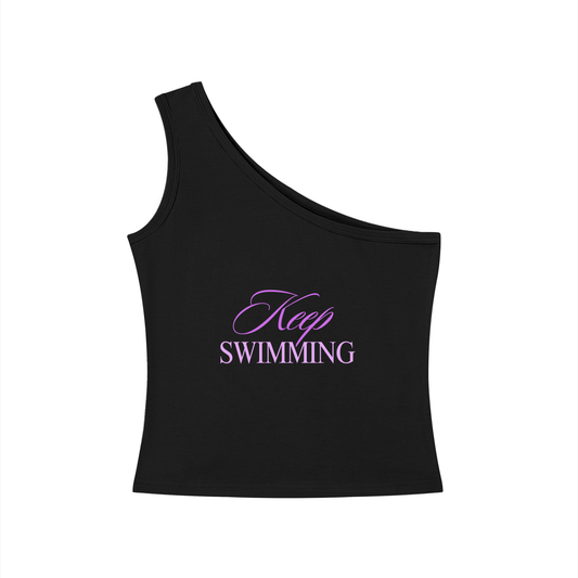 Keep Swimming BTS Purple One-Shoulder Crop T Shirt