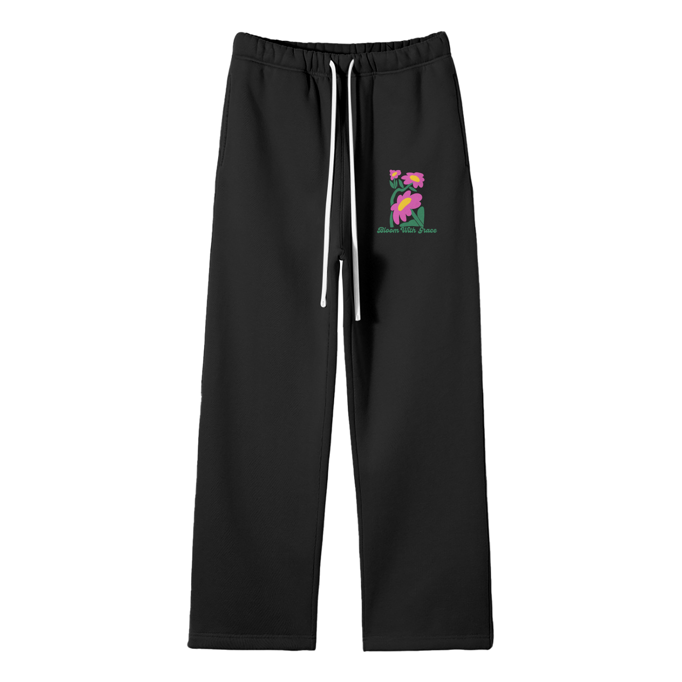 Bloom With Grace Streetwear Fleece Straight Leg Pants