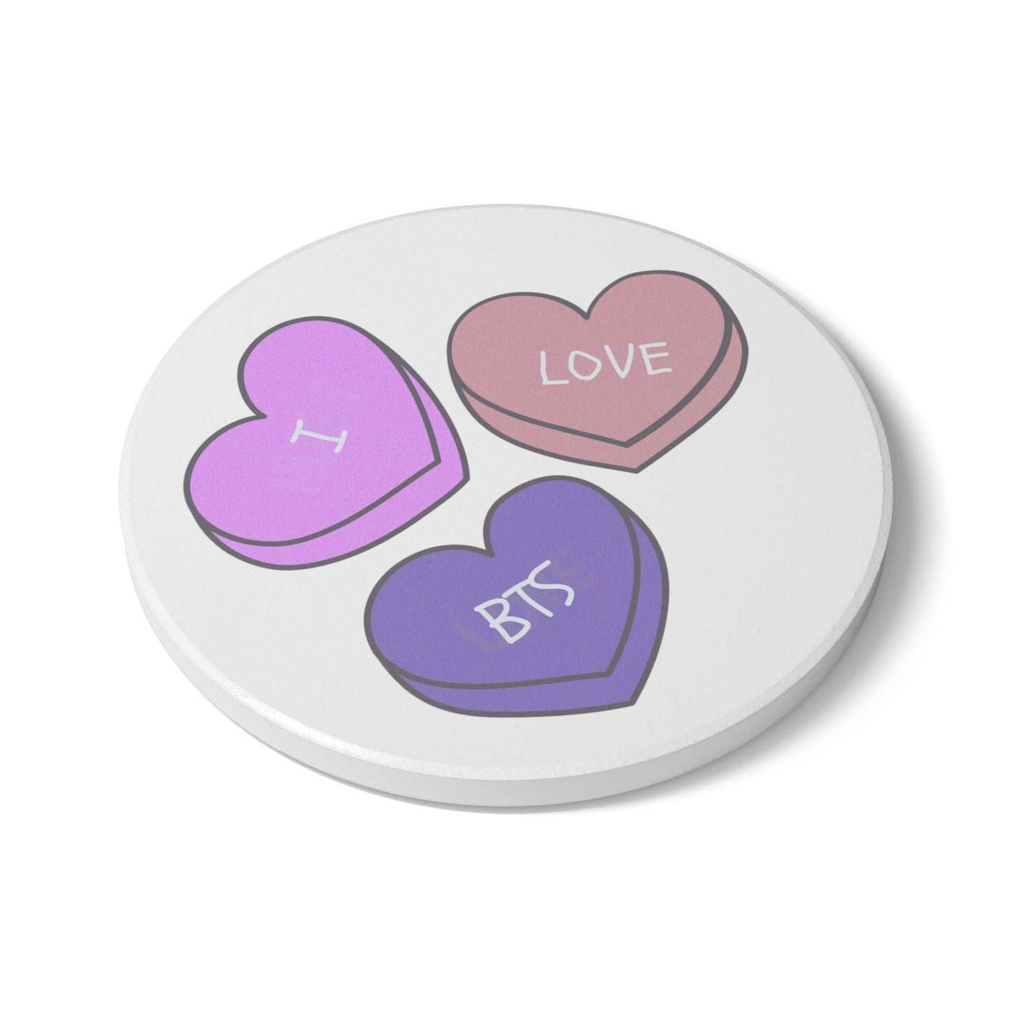 I Love BTS Ceramic Coaster