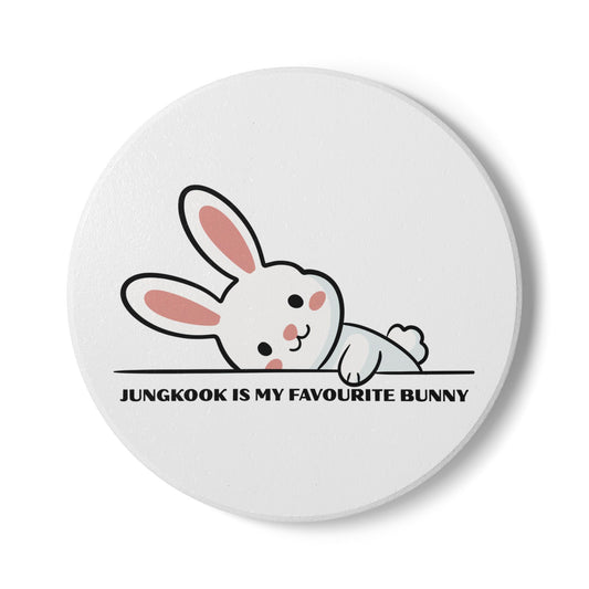 Jungkook Is My Favourite Bunny Ceramic Coaster