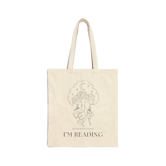 Ask Me What Fantasy I'm Reading (Tree) Cotton Canvas Tote Bag