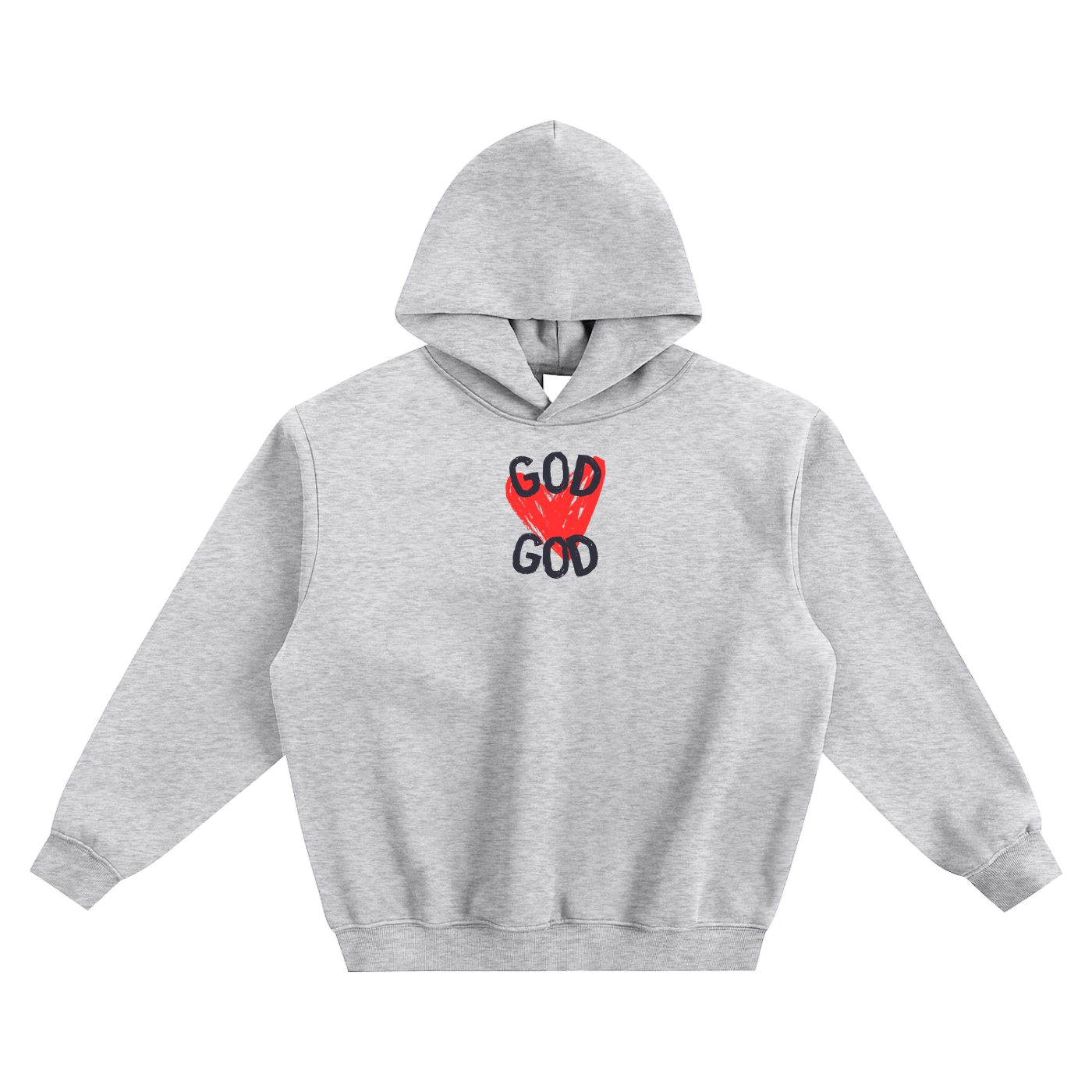 God (Heart) Fleeced Boxy Hoodie