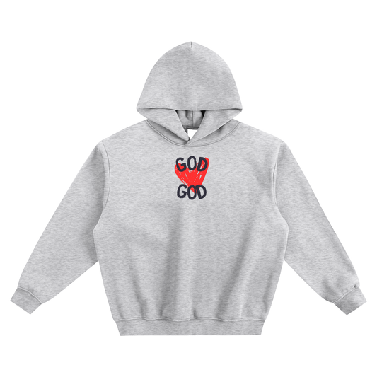 God (Heart) Fleeced Boxy Hoodie