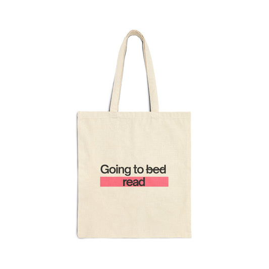 Going To Bed/Read (Pink) Cotton Canvas Tote Bag