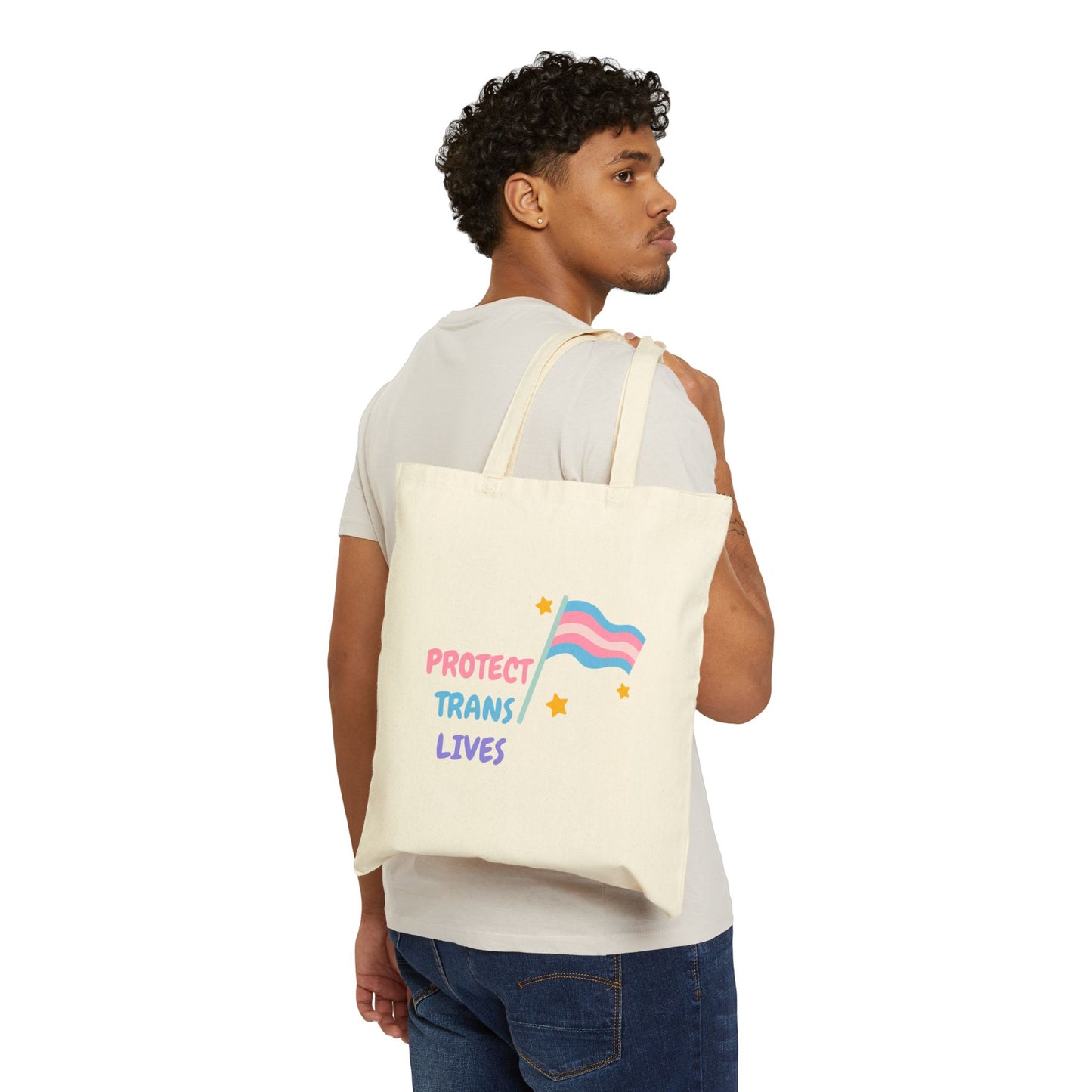 Protect Trans Lives Cotton Canvas Tote Bag